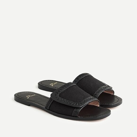 J. Crew Framed Slide Sandals in Canvas and Leather Minimalist Black Women's 7 - Picture 1 of 7